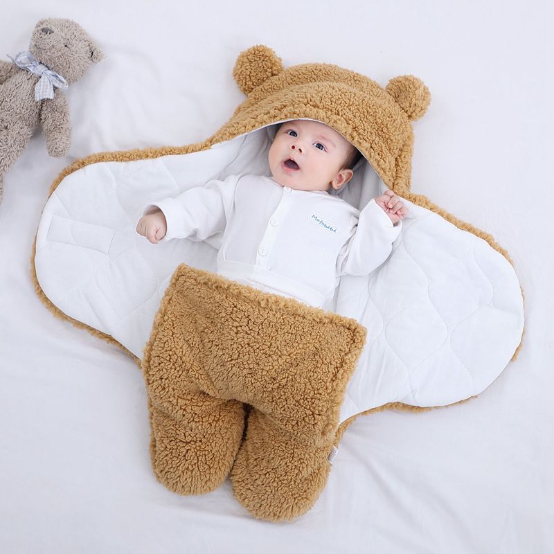 Baby's Newborn Autumn and Winter Thickened Newborn Swaddling Quilt Baby Sleeping Bag Anti-Startle Swaddling Baby Baby Products