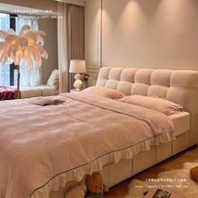 意式轻奢现代简约布艺床1.8米主卧双人婚床1.5米储物床极简软包床