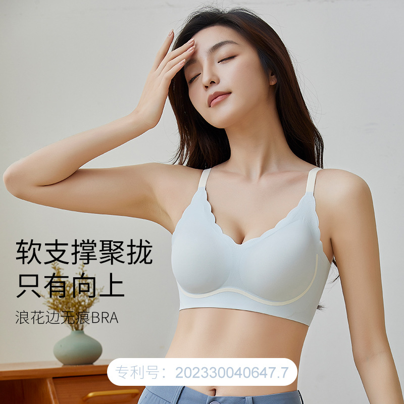 Seamless Underwear Small Breasts Lady's Gathered without Steel Ring Push up Accessory Breast Push up Anti-Sagging Thin Beautiful Back Sports Bra