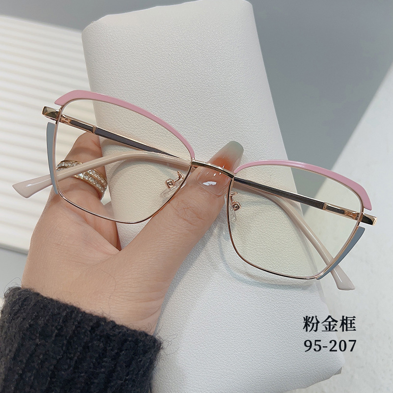 2023 Spring New Brown Internet-Famous Glasses Plain Face Small Fashion Metal Frame Unisex