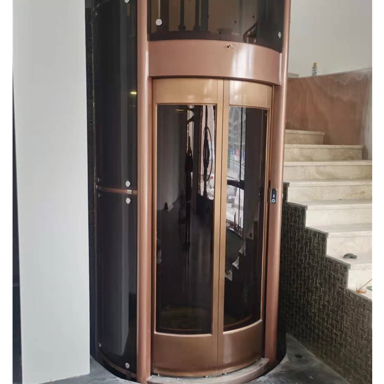 圆形电梯厂家按需设计别墅自建房室内旋转楼梯安装弧形电梯