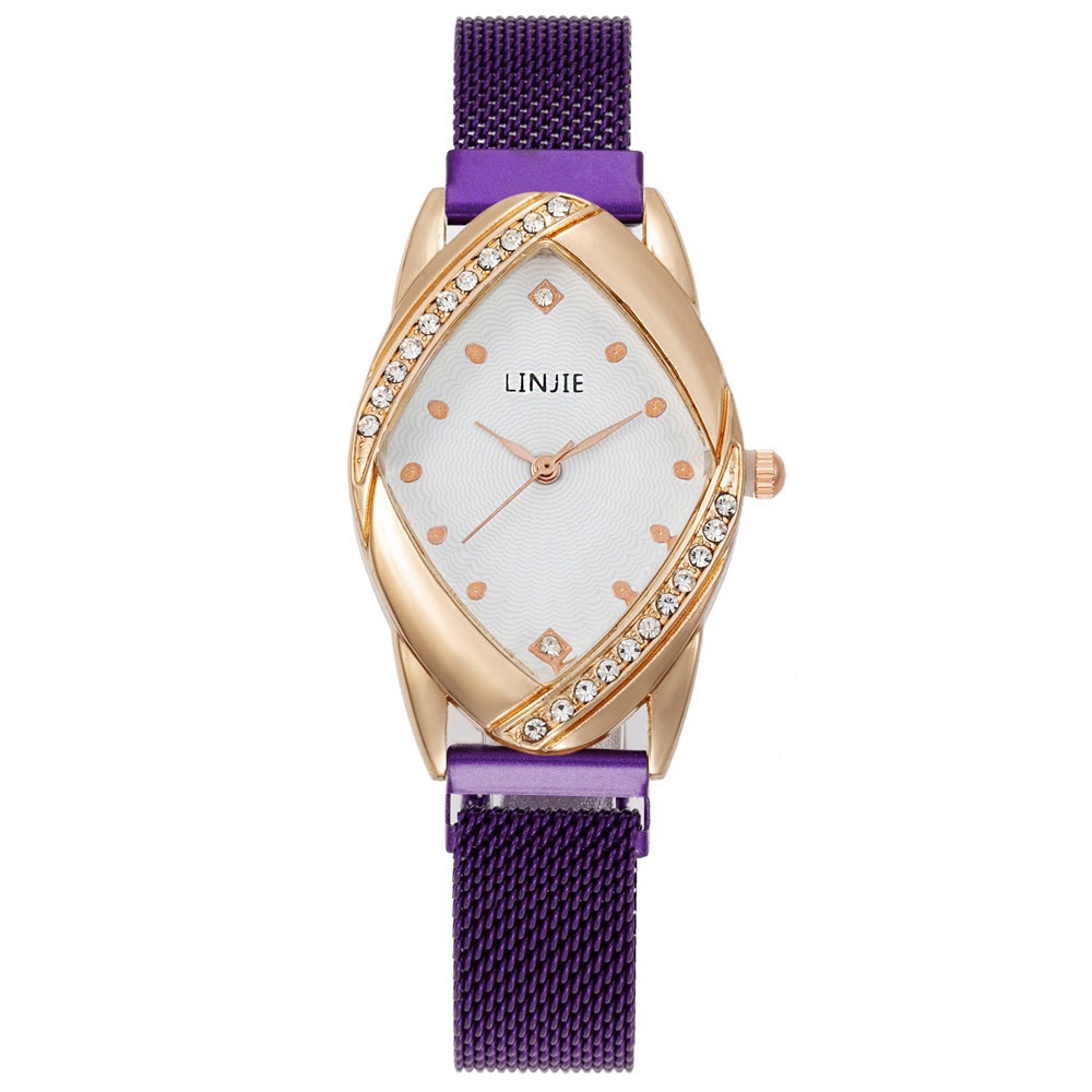 Foreign Trade New Senior Women's Watch Popular Diamond Quartz Watch Simple and Light Luxury Mesh Belt Women's Fashion Watch