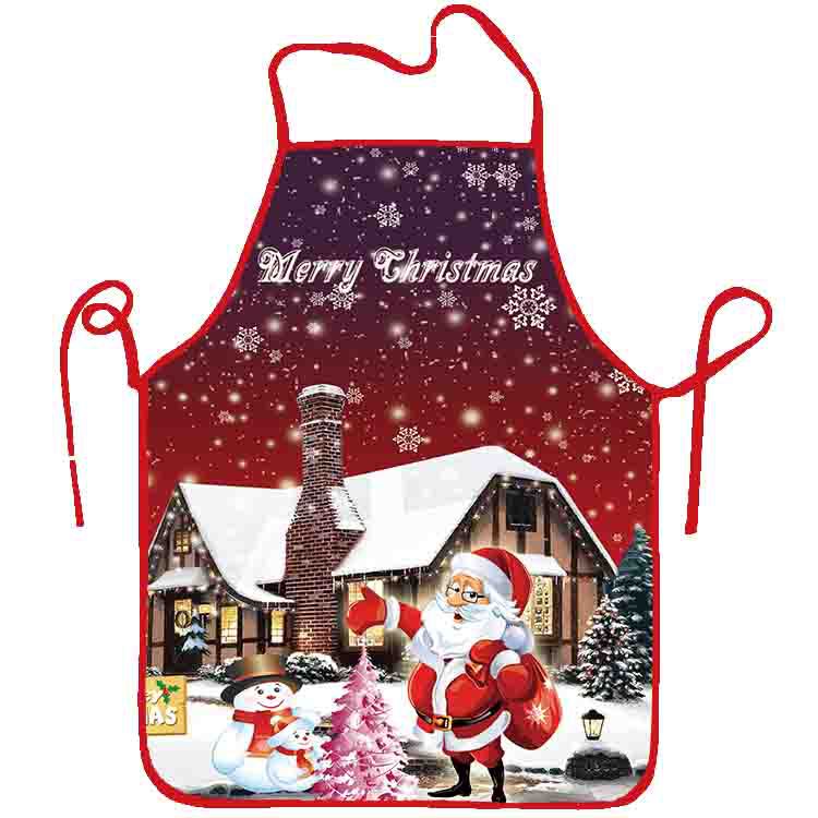 Customized Christmas Apron Cross-Border Best-Selling Polyester Fabric Sleeveless Digital Printing Christmas Apron Christmas Decorations