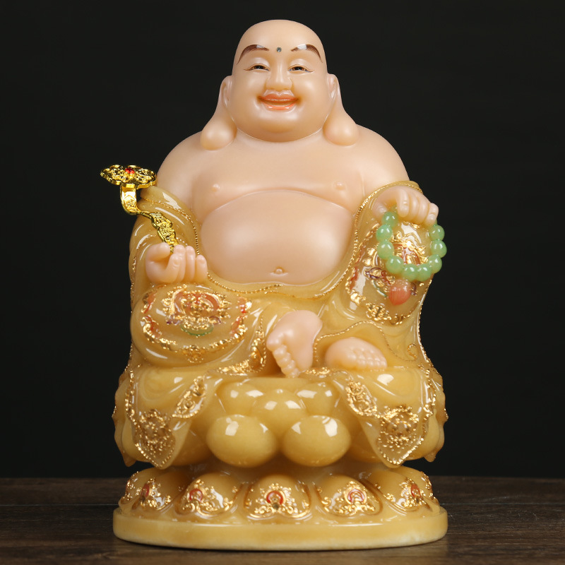 弥勒佛汉白玉玉雕大肚佛开心佛全堂佛开心招财佛弥勒佛像家用摆件