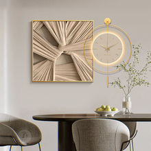 抽象艺术餐厅装饰画带挂钟立体感高级感饭厅挂画现代简约客厅壁画