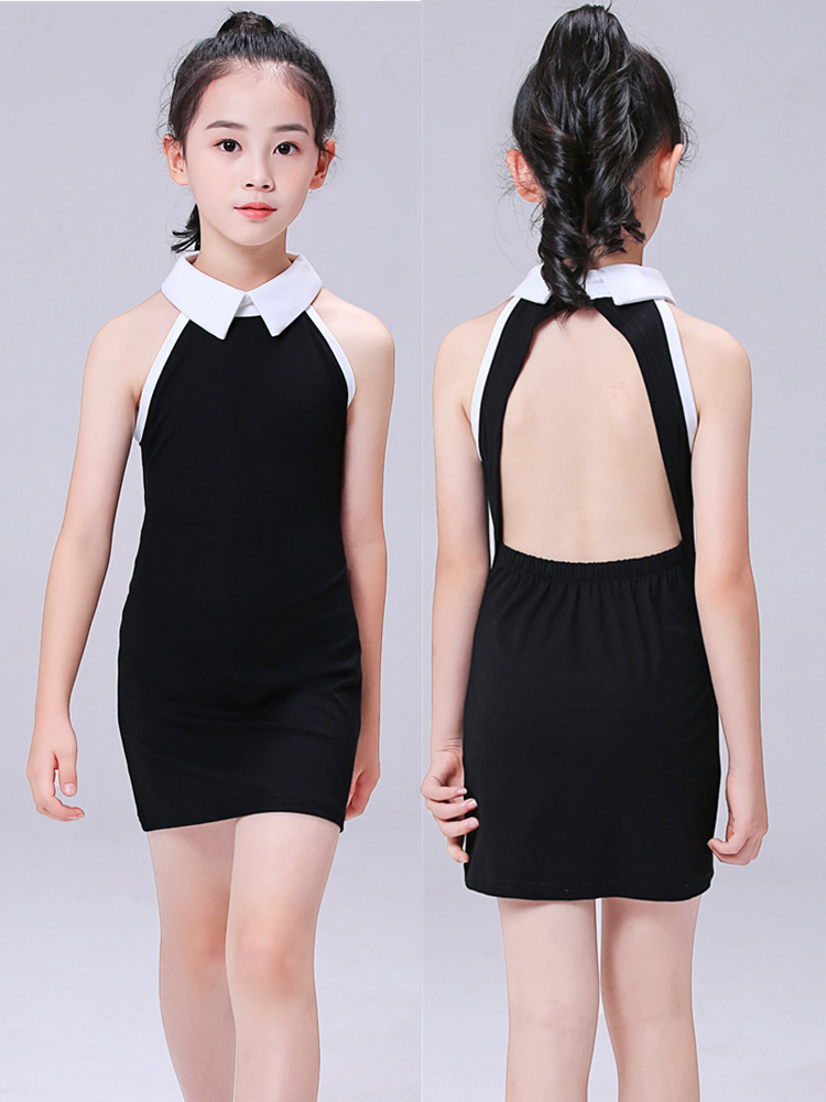 儿童形体模特训练服礼仪走秀服少儿练功女童t台走秀表演出服夏季