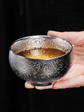 WI25黄金盏鎏金建盏鎏银杯复古茶杯陶瓷家用茶具主人杯茶盏个人杯