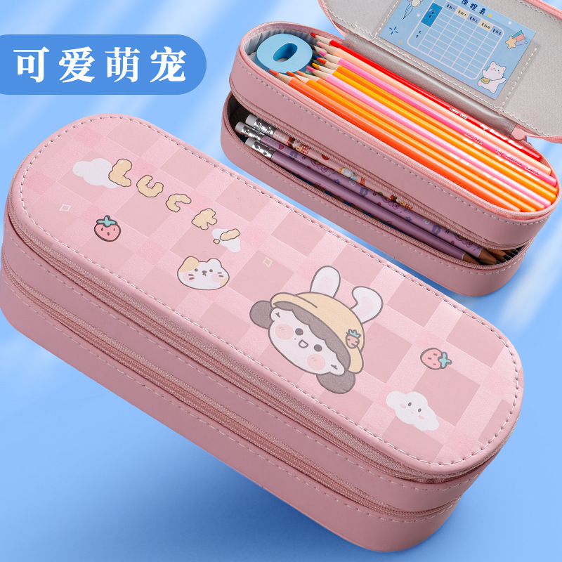 Pencil Case Stationery Box for Girls Pencil Box for Pupils Girls' Double Layer Pencil Bag Children's Kindergarten 2022 New