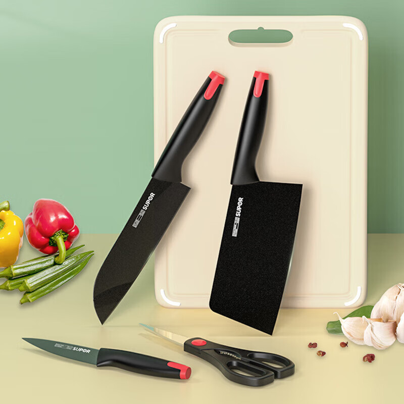 苏泊尔(supor刀具套装五件套切片刀多用刀多用剪水果刀砧板菜板