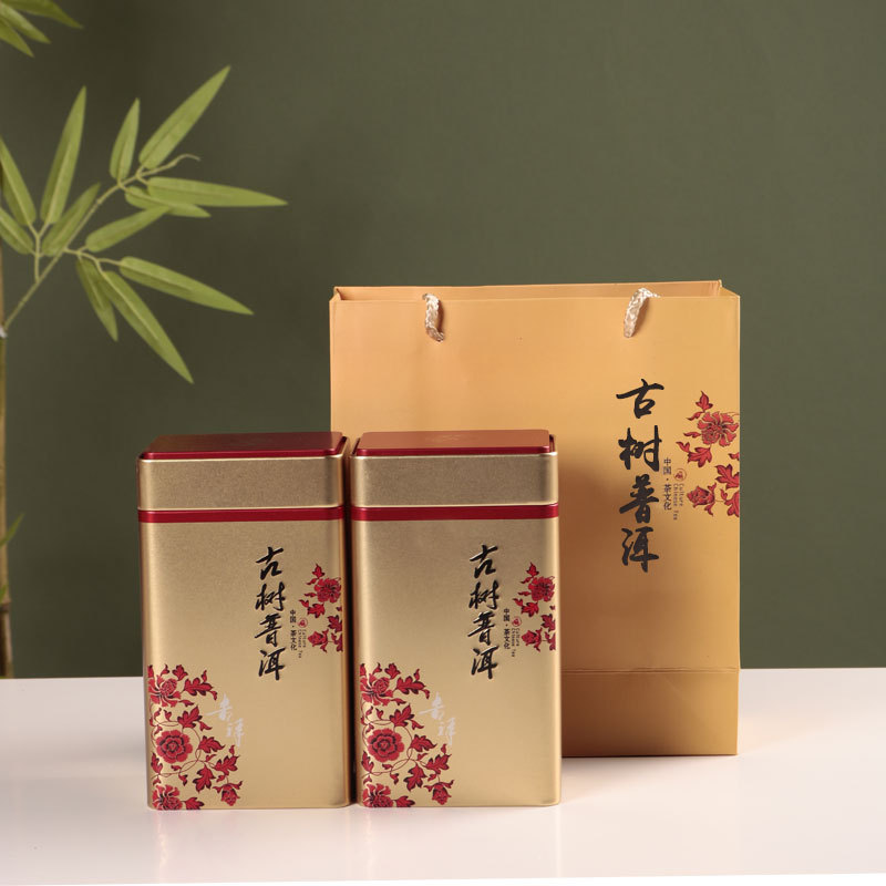 普洱茶古树普洱一斤500克装茶叶包装空盒现货批发送透明内袋金线