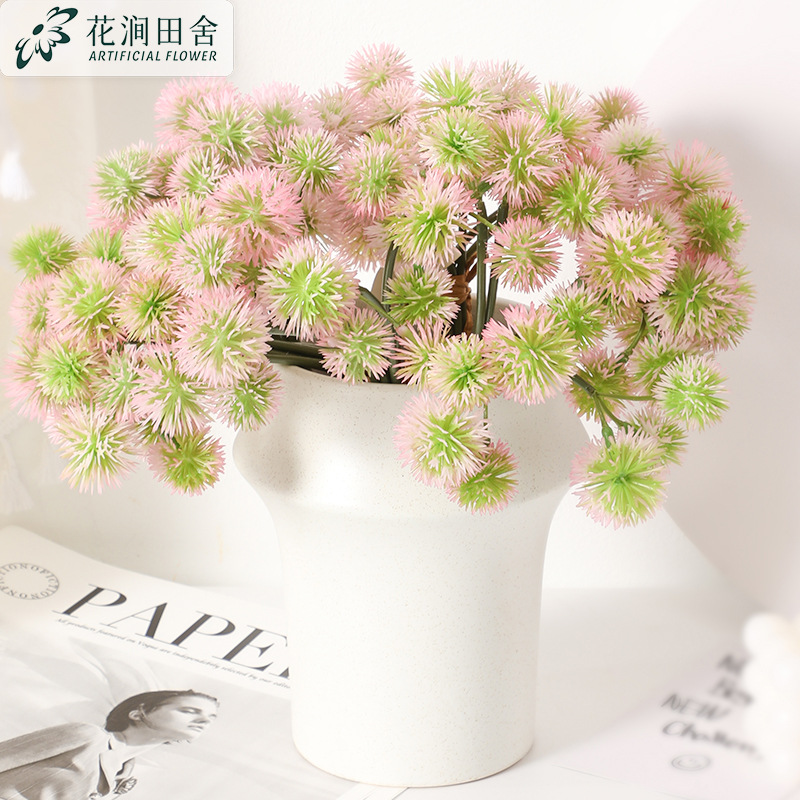仿真火龙球把束蒲公英婚庆路引装饰假花塑料花花材客厅花瓶摆设