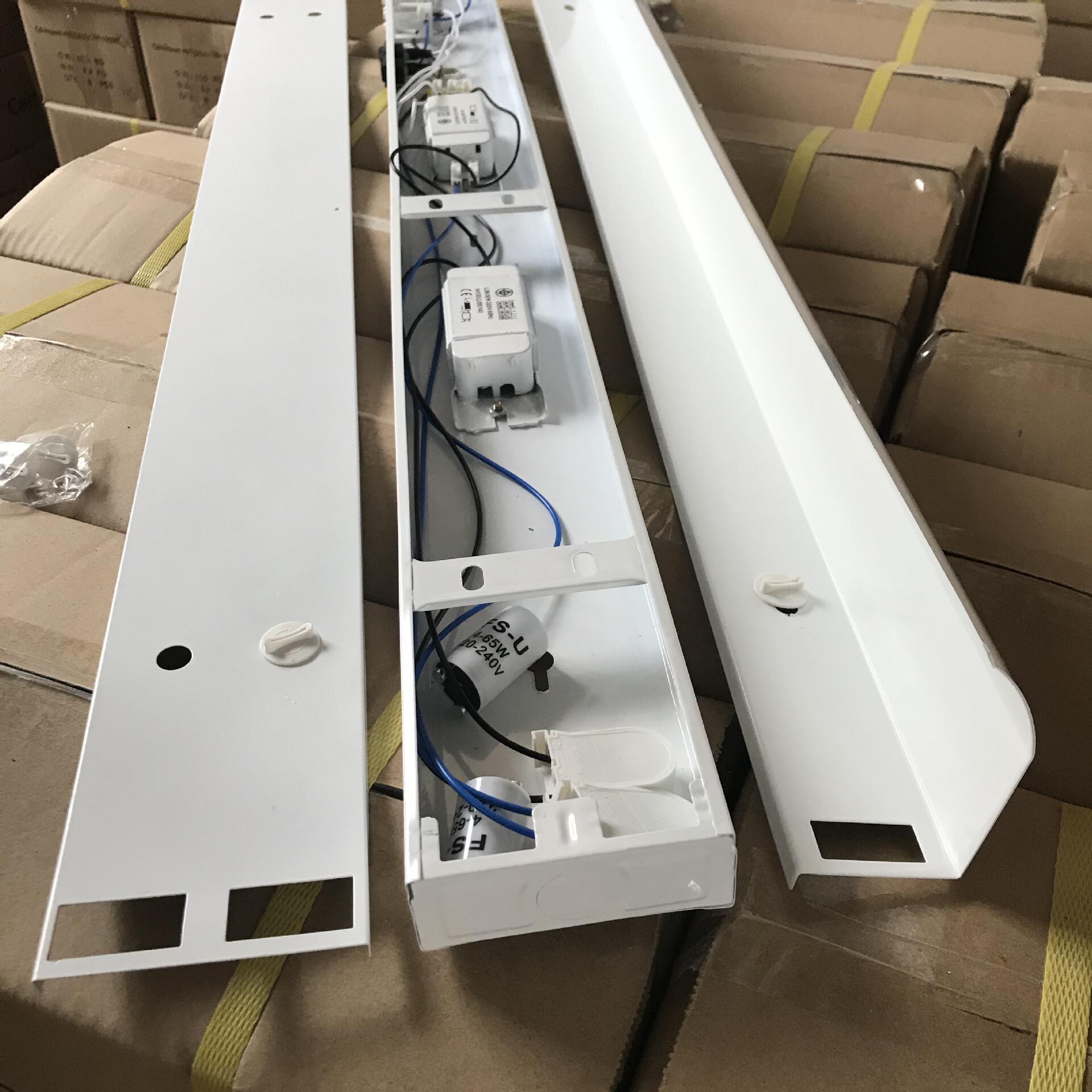 厂家批发豪华型平盖双管支架带罩t8单管日光灯支架led灯管支架