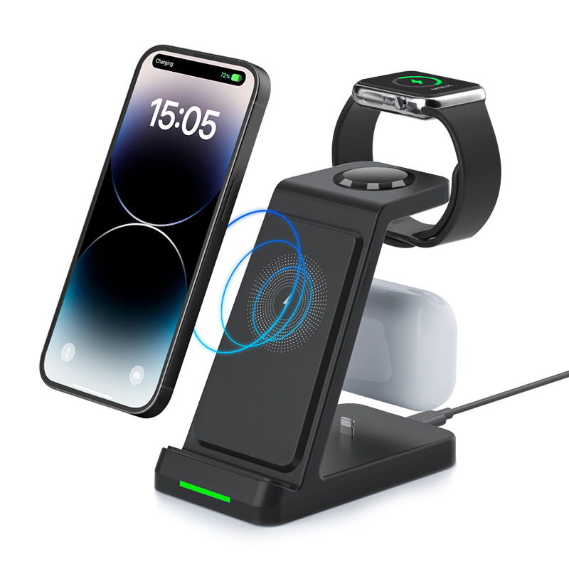 Three-in-One Wireless Charger Fast Charging Mobile Phone Holder for Apple Iwatch Watch Watch Headset Charging Base