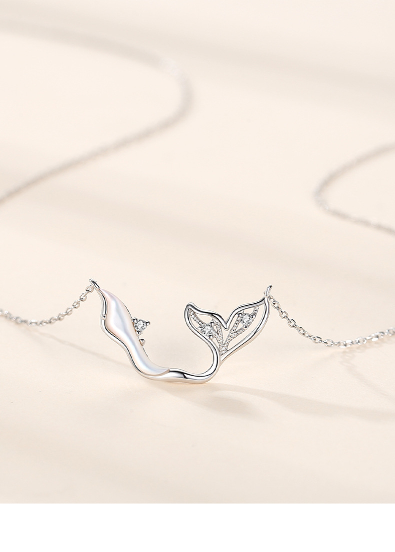 余生有你项链女s925纯银创意小众设计ins风鱼尾吊坠锁骨链首饰品