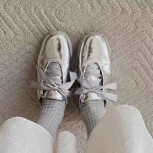 jw银色芭蕾舞运动鞋女2024春季新款时尚软底阿甘鞋平底休闲单鞋女