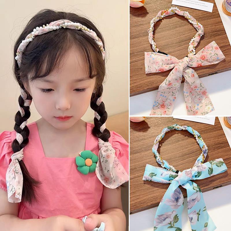 儿童编发神器丝带小女孩超仙飘带发箍头饰女童珍珠发带蝴蝶结发饰