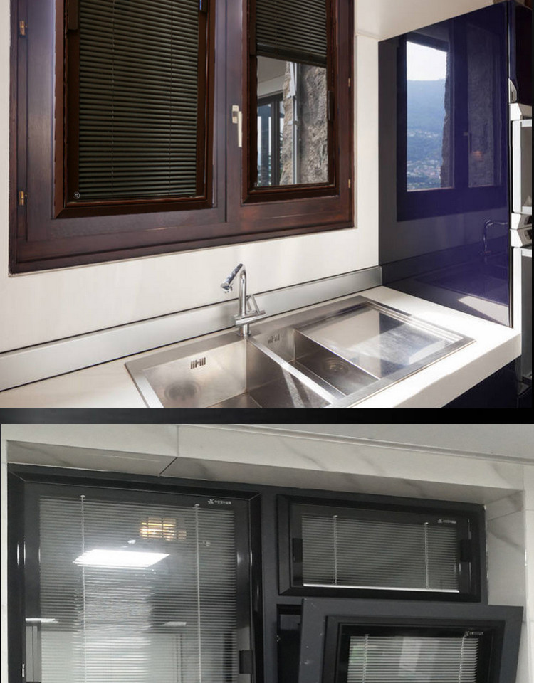 厨房铝合金内置百叶窗玻璃厨房卫生间厨房卫生间磁控百叶窗免打孔