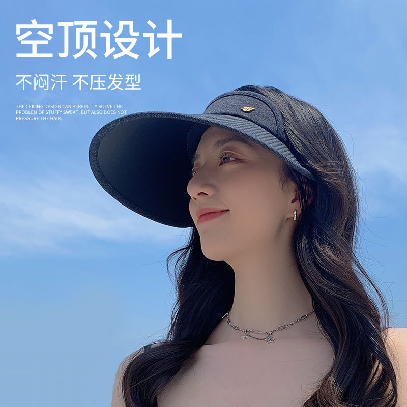 Korean New Straw Hat Female Summer Sun Hat Beach Vacation Topless Hat Sun Protection Hat Female Cycling Outdoor Sun Hat