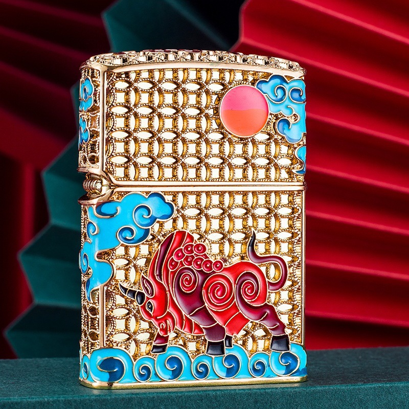 Chief Enamel Lighter Men's Special Chinese Style Gift Filigree Hollow Kerosene Lighter Gift