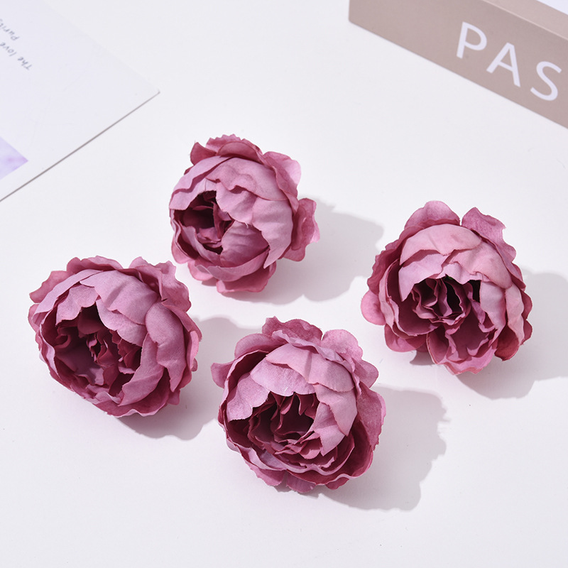 European Style Simulation Peony Flower Head Raw Silk Fake Flower Headdress Accessories DIY Handmade Garland Material Home Decor Floriculture