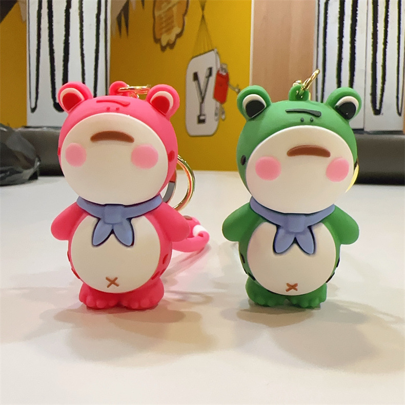 Cute Lonely Frog Key Chain Couple Ornament Cartoon Schoolbag Pendant Public Stall Cultural and Creative Gifts Wholesale