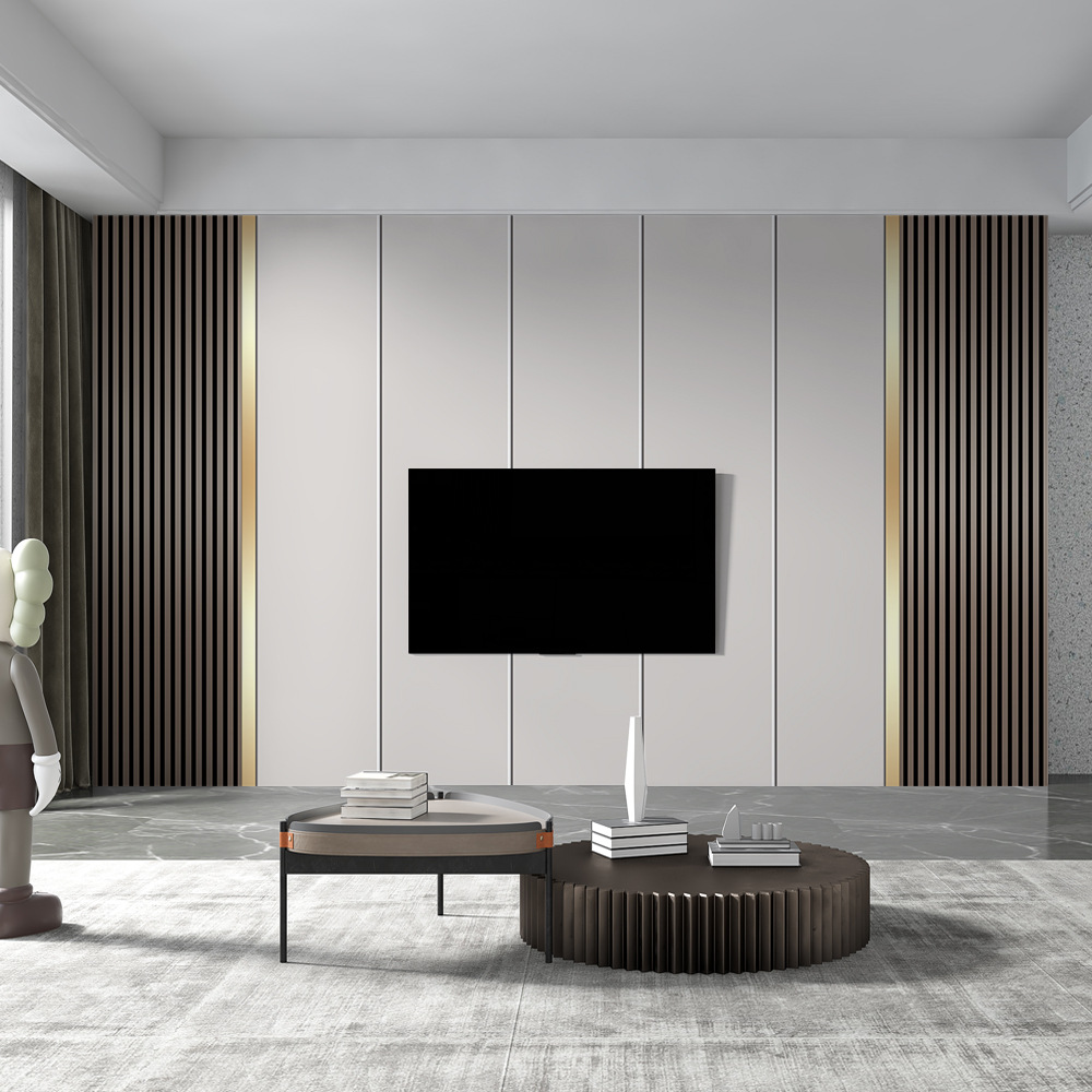 电视背景墙壁纸墙布客厅沙发卧室装饰格栅线条大气轻奢风影视壁画