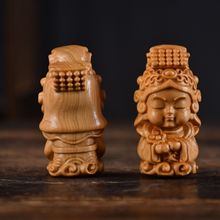 崖柏木雕湄洲妈祖海神林默娘神像居家实木摆件天上圣母工艺品摆件