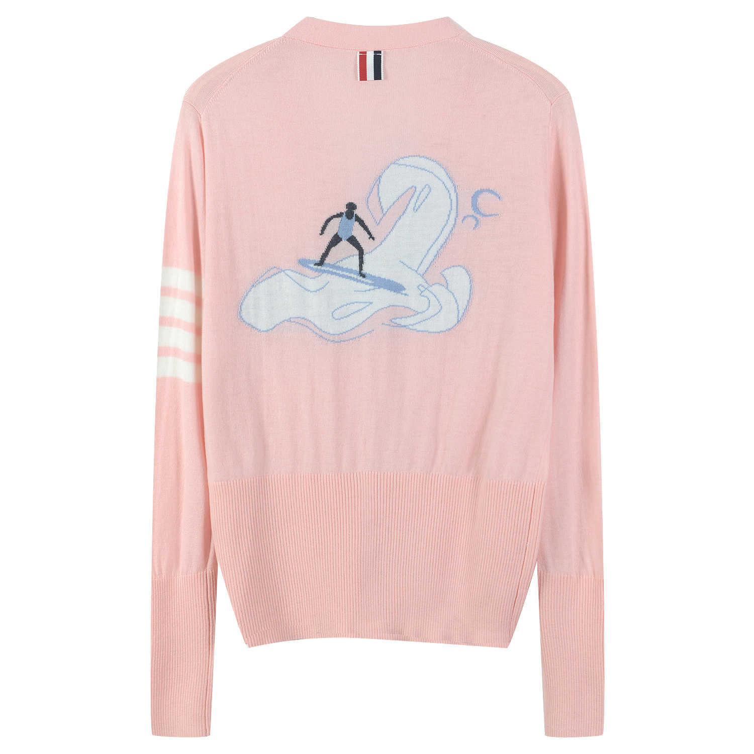 2021秋冬新款v领tb四条杠针织衫开衫女装长袖后背图案长袖