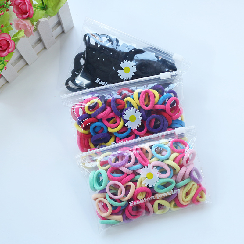 New Small Children's Base Base Color Hair Bands Baby Hair Friendly String Seamless Towel Ring 100 Pieces