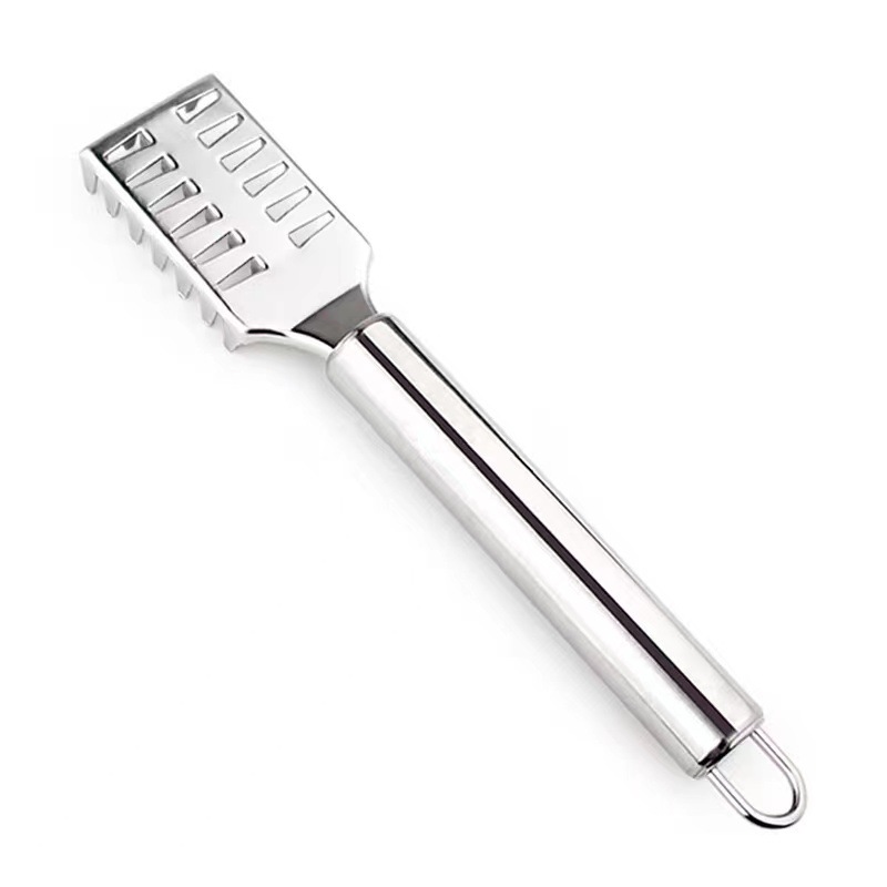 Stainless Steel Fish Scale Planer Kitchen Gadget Fish Belly Knife Manual Scale Scraper Long Handle Scale Scraper