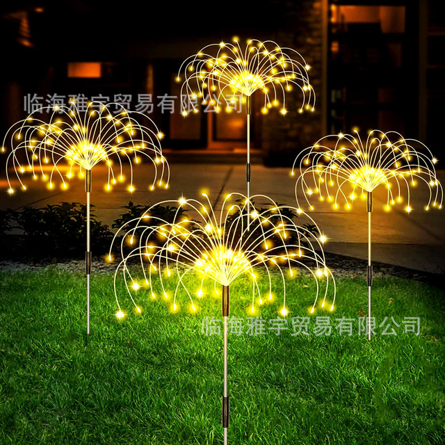 Led Solar Floor Outlet Fireworks Lamp 8 Mode Dandelion Lighting Chain Outdoor Festival Courtyard Garden Decoration Lawn Lamp