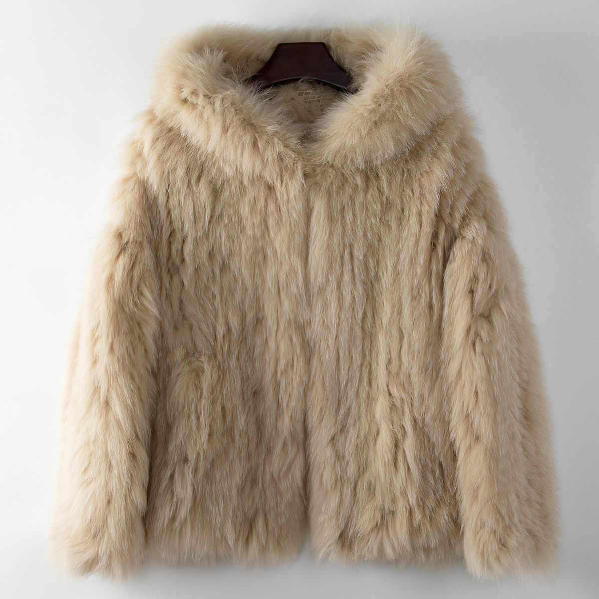 少量服饰海宁潮款狐狸毛编织毛毛外套女2024春季气质连帽皮草大衣