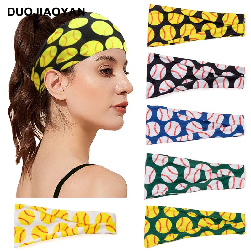 European and American New Softball Exercise Hair Band Elastic Wide-Brimmed Yoga Summer Sweat Absorbing Antiperspirant Hair Band Breathable Women Wholesale