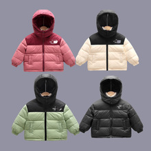 儿童羽绒服2024冬季新款男女童洋气韩版拼色保暖外套