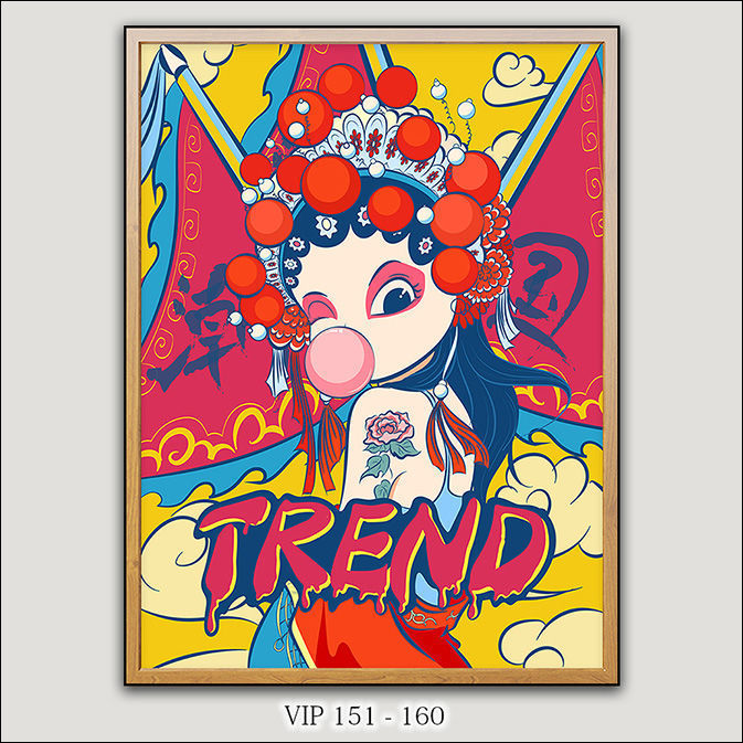 国潮挂画人物现代装饰画中国风家居饰品潮流时尚国货餐厅合金边框