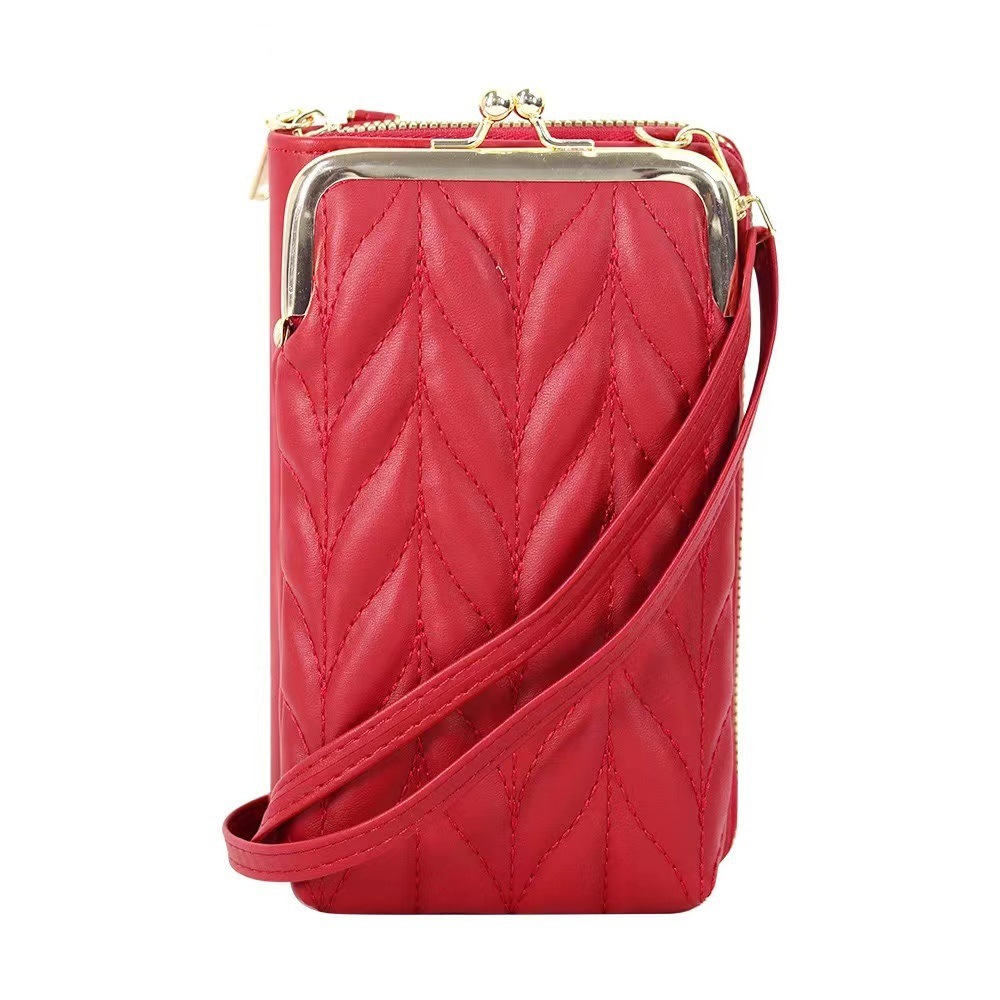 New Mobile Phone Bag Women's Korean-Style Stylish and Versatile Crossbody Shoulder Bag Zipper Color Simple Mini All-Match Wallet