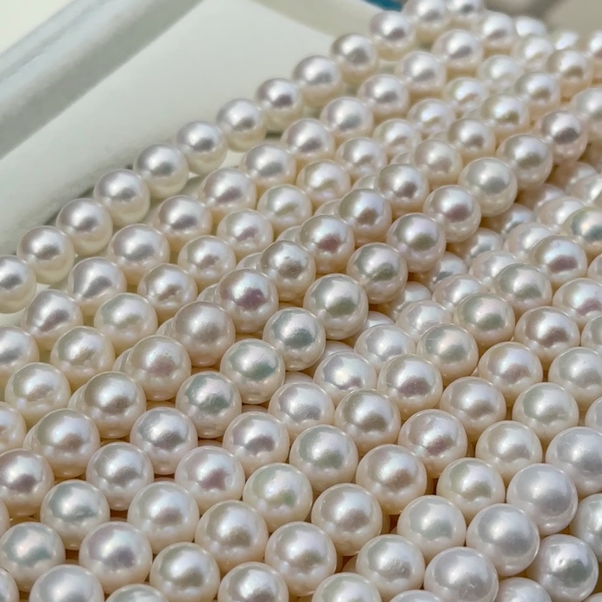 8-9mm淡水珍珠akoya项链正圆强光基本无暇冷白光有核ak诸暨珍珠