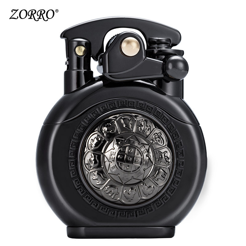 Fashion Zorro Z620 Rocker Arm Six Words Mantra Twelve Zodiac Armor Rotating round Clock Lighter Z620 Gift