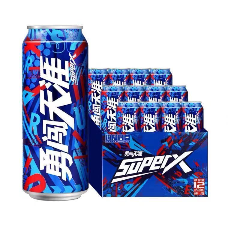 雪花啤酒superx勇闯天涯500ml*12罐8度听装拉罐纯酿整箱包邮