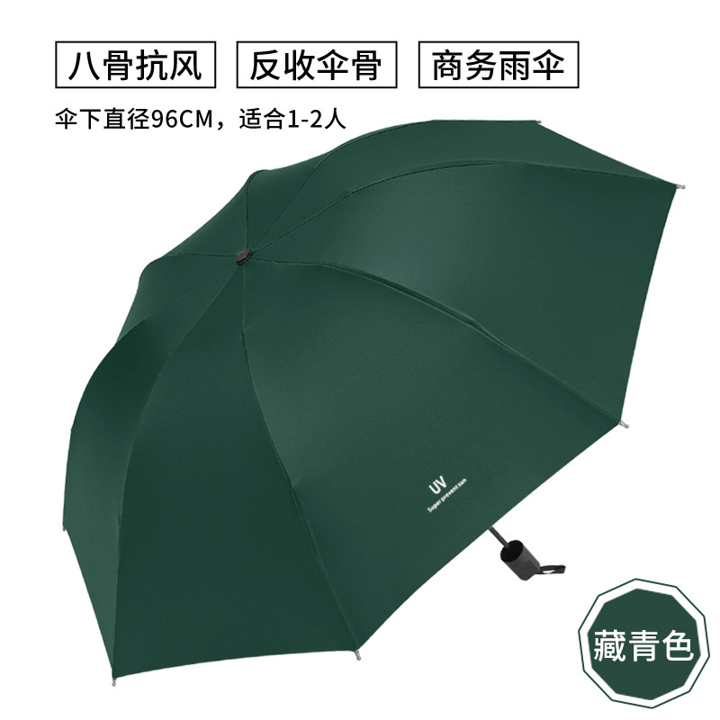 Manufacturer UV Umbrella Tri-Fold Vinyl Rain Or Shine Dual-Use Umbrella Folding Sun Umbrella Conventional Bold Umbrella Printed Logo Wholesale