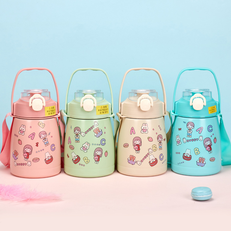 网红爆款大肚杯一件代发新款卡通保温杯大容量吸管水壶高颜值水杯