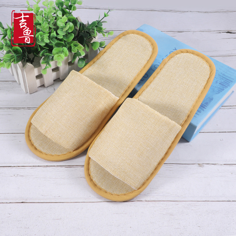 Disposable Linen Slippers Hotel Hotel Homestay Beauty Salon Home Hospitality Half Pack All-Inclusive Printable Logo