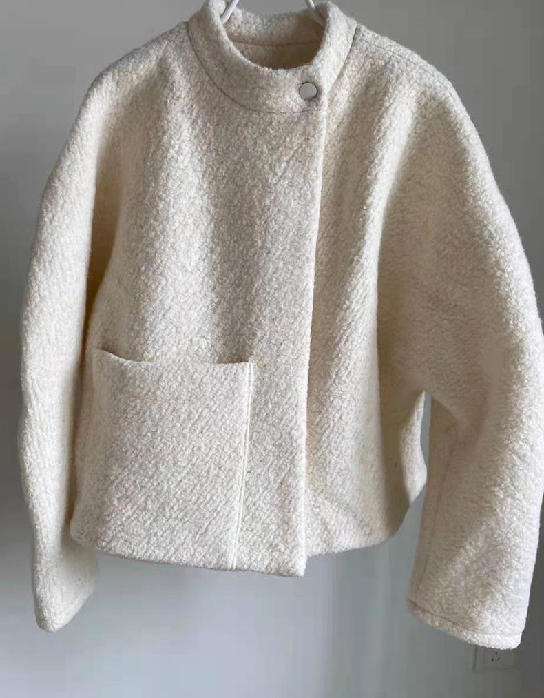 一粒扣毛圈外套