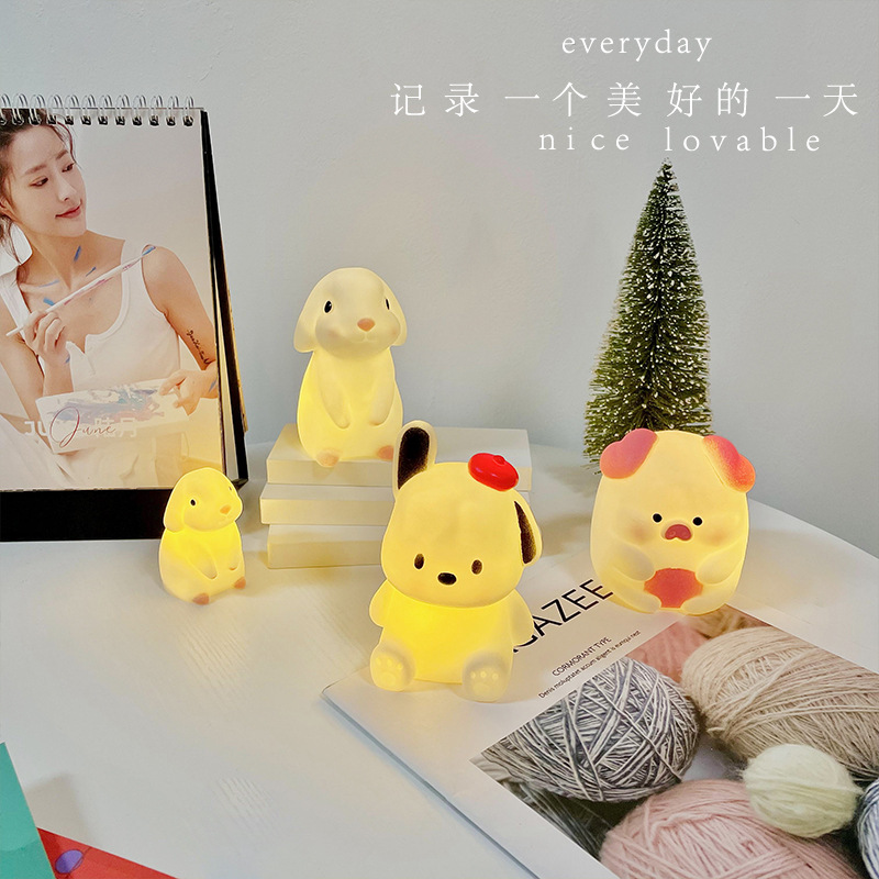 Cartoon Vinyl Small Night Lamp Creative Bedside-Use Ambience Light Internet Celebrity Children's Luminous Toys Night Market Stall Supply Wholesale