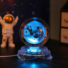水晶球摆件发光玻璃底座玻璃球银河系星空系列生日礼物小夜灯跨境