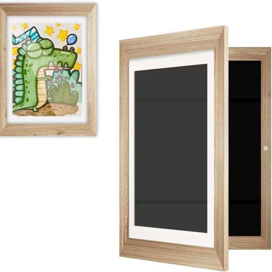 2023 Cross-Border New Arrival Hot Wooden Oil Painting Storage Box Children Flip Photo Frame and Picture Frame Kids Art Frames