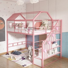 TYY新现代儿童床上床下桌铁架床省空间高低床铁艺高架床小户型公