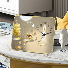 轻奢座钟客厅家用台式石英钟表创意时钟摆件时尚大气家装坐钟