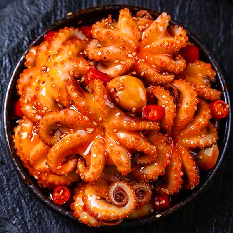 麻辣鱿鱼600克爆头大长腿八爪鱼不辣海鲜熟食章鱼有墨黄工厂代发