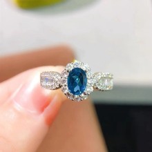 欧美时尚网红跨境直播天空蓝托帕石满钻戒指女个性开口椭圆形指环